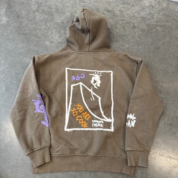 Vintage Y2K Urban Trip Graffiti Denim & Flower Tan Oversize Grunge Youth 11/12 - Picture 2 of 5